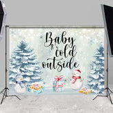 Lofaris Cartoon Snowman Winter Tree Theme Baby Shower Backdrop